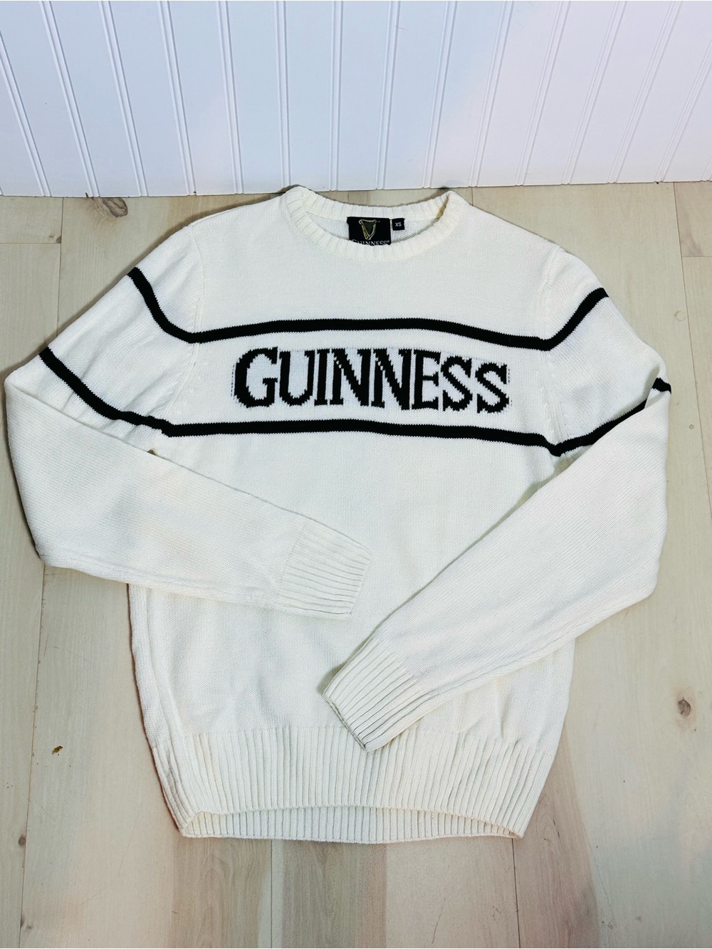 Guinness Crew Neck Knit Unisex Sweater in cream XS - Picture 4 of 10